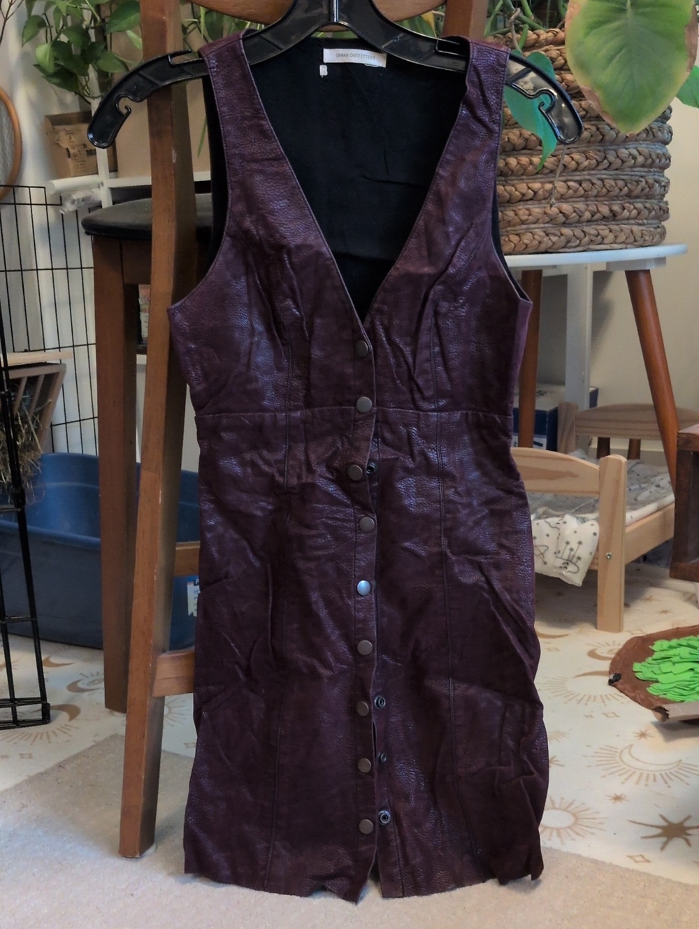 Urban Outfitters Deep Plum Button-Front Mini Dress